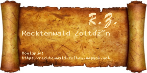 Recktenwald Zoltán névjegykártya
